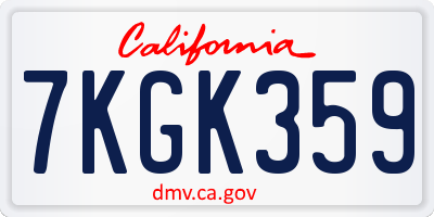 CA license plate 7KGK359