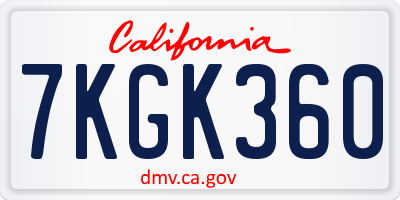 CA license plate 7KGK360