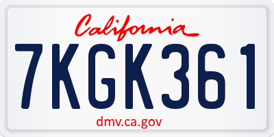 CA license plate 7KGK361