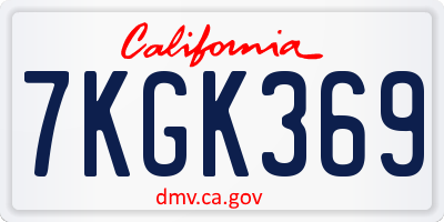 CA license plate 7KGK369