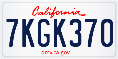 CA license plate 7KGK370