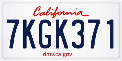 CA license plate 7KGK371