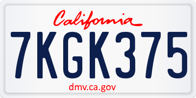 CA license plate 7KGK375