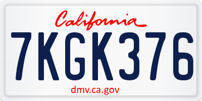 CA license plate 7KGK376
