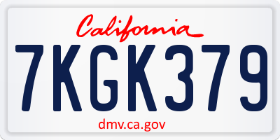 CA license plate 7KGK379
