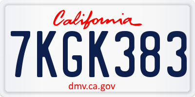 CA license plate 7KGK383