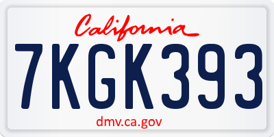 CA license plate 7KGK393