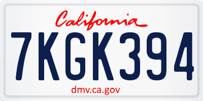 CA license plate 7KGK394