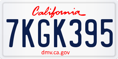 CA license plate 7KGK395