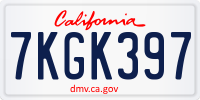 CA license plate 7KGK397