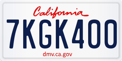 CA license plate 7KGK400