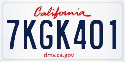 CA license plate 7KGK401