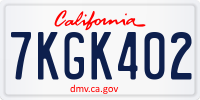 CA license plate 7KGK402
