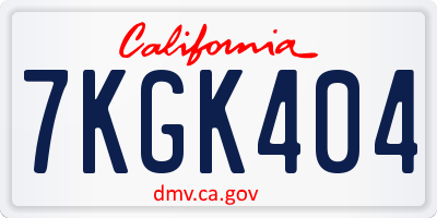 CA license plate 7KGK404