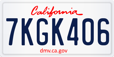 CA license plate 7KGK406