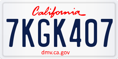 CA license plate 7KGK407
