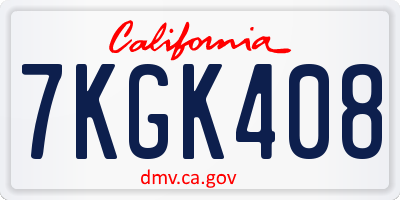 CA license plate 7KGK408