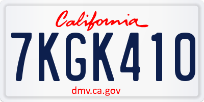 CA license plate 7KGK410