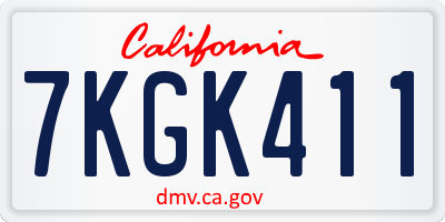 CA license plate 7KGK411