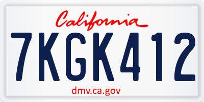 CA license plate 7KGK412