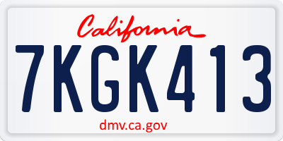 CA license plate 7KGK413