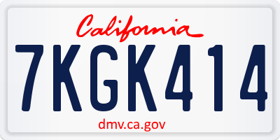 CA license plate 7KGK414