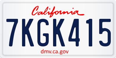 CA license plate 7KGK415
