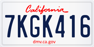 CA license plate 7KGK416