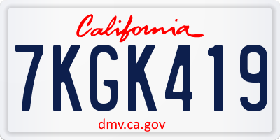 CA license plate 7KGK419