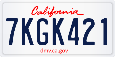 CA license plate 7KGK421