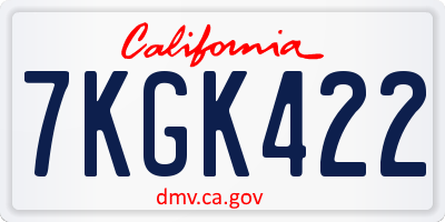 CA license plate 7KGK422