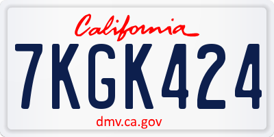 CA license plate 7KGK424