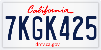 CA license plate 7KGK425