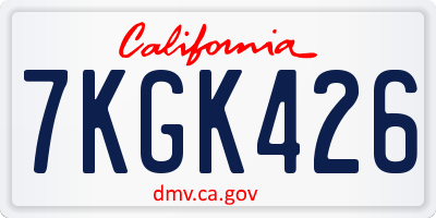 CA license plate 7KGK426
