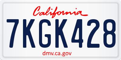 CA license plate 7KGK428