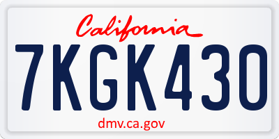 CA license plate 7KGK430