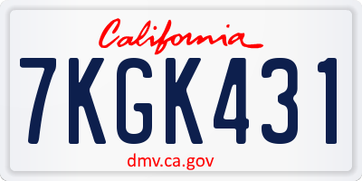 CA license plate 7KGK431
