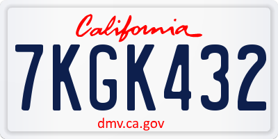 CA license plate 7KGK432