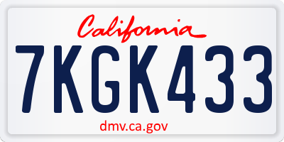 CA license plate 7KGK433