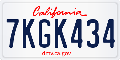 CA license plate 7KGK434