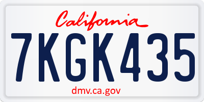 CA license plate 7KGK435