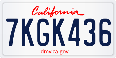 CA license plate 7KGK436