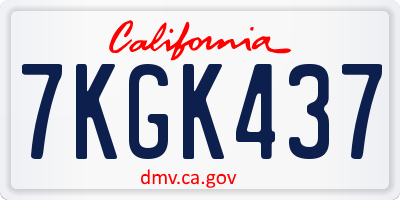 CA license plate 7KGK437