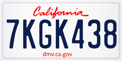 CA license plate 7KGK438
