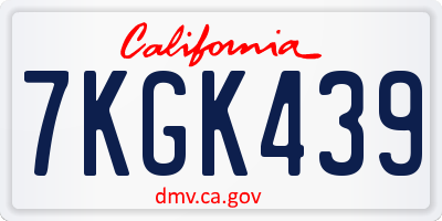 CA license plate 7KGK439