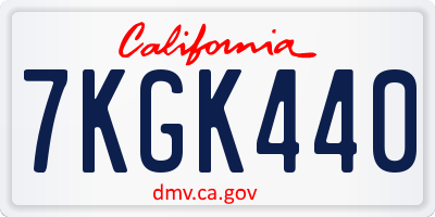 CA license plate 7KGK440