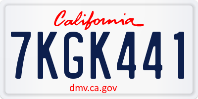 CA license plate 7KGK441