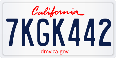 CA license plate 7KGK442