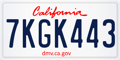 CA license plate 7KGK443