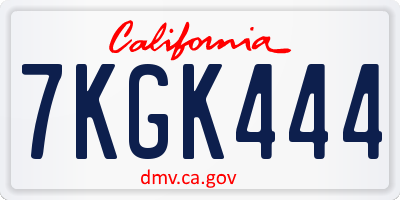 CA license plate 7KGK444
